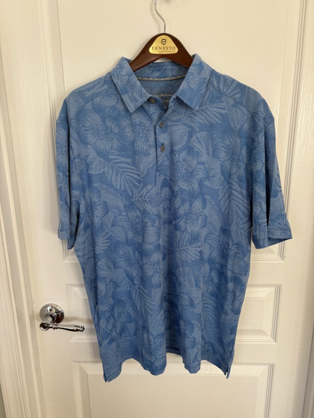 Tommy Bahama Light Blue Tropical Print Polo